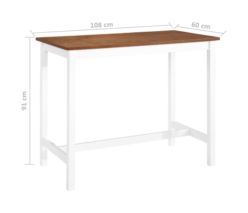 vidaXL Mesa de bar madera maciza 108x60x91 cm