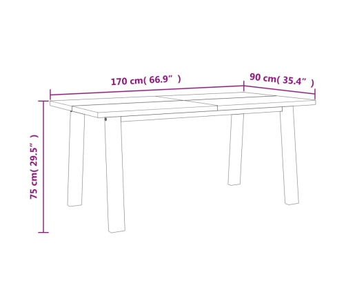 Mesa de comedor de madera maciza de acacia 170x90 cm