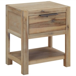 Mesita de noche con cajón madera acacia maciza 40x30x48 cm