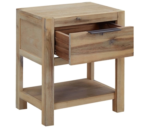 Mesita de noche con cajón madera acacia maciza 40x30x48 cm