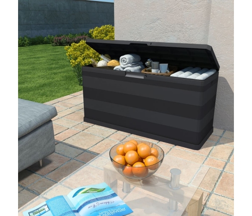 vidaXL Caja de almacenamiento de jardín negra 117x45x56 cm