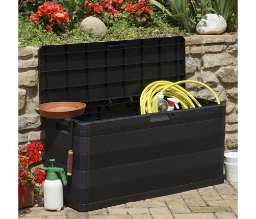 Caja de almacenamiento de jardín negra 117x45x56 cm