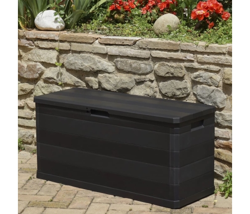 Caja de almacenamiento de jardín negra 117x45x56 cm