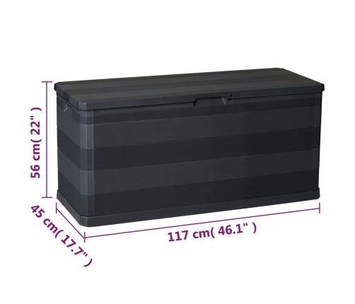 vidaXL Caja de almacenamiento de jardín negra 117x45x56 cm