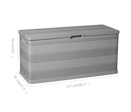 Caja de almacenamiento de jardín gris 117x45x56 cm