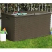 Caja de almacenamiento de jardín marrón ratán PP 120x56x63 cm