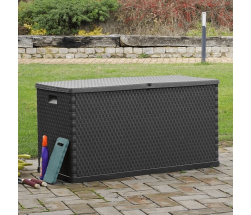 Caja de almacenamiento de jardín antracita ratán PP 120x56x63cm