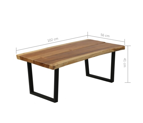 Mesa de centro de madera maciza de suar 102x56x41 cm