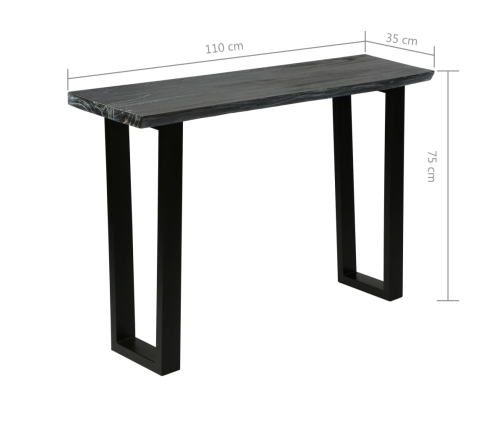 Mesa consola de madera maciza de mindi 110x35x75 cm gris