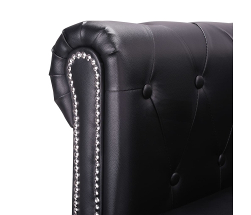 Sofá Chesterfield en forma de L cuero sintético negro