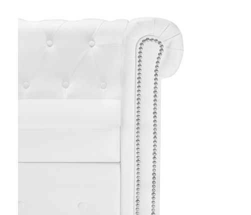 Sofá Chesterfield en forma de L cuero sintético blanco