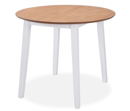 Juego de comedor de MDF y madera de caucho 3 piezas blanco