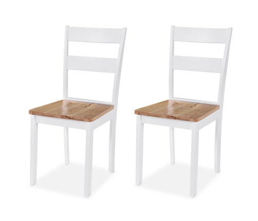 Juego de comedor de MDF y madera de caucho 3 piezas blanco