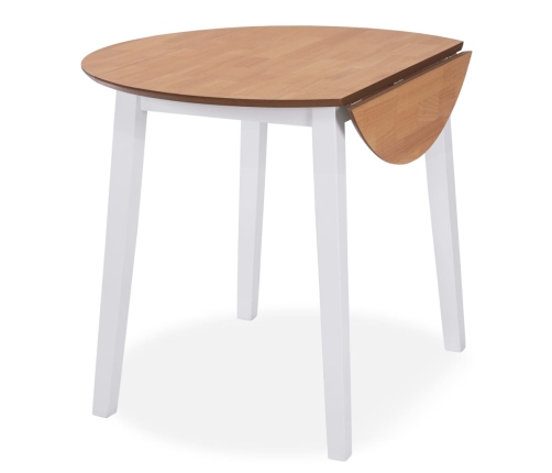 Juego de comedor de MDF y madera de caucho 3 piezas blanco