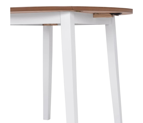 Juego de comedor de MDF y madera de caucho 3 piezas blanco