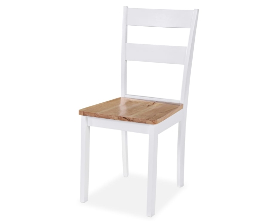 Juego de comedor de MDF y madera de caucho 3 piezas blanco