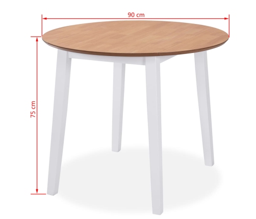 Juego de comedor de MDF y madera de caucho 3 piezas blanco