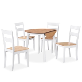 Juego de comedor de MDF y madera de caucho 5 piezas blanco