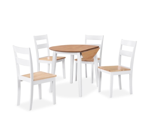 Juego de comedor de MDF y madera de caucho 5 piezas blanco