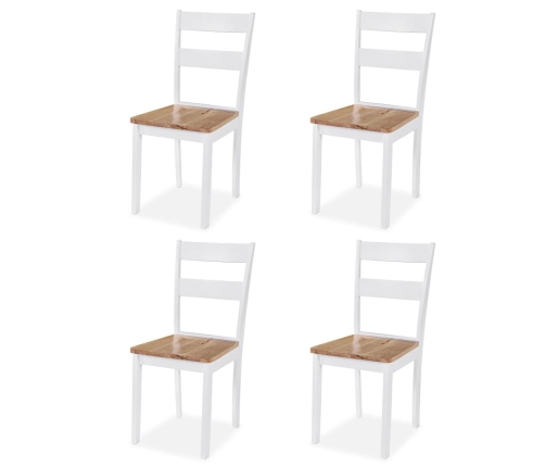 Juego de comedor de MDF y madera de caucho 5 piezas blanco