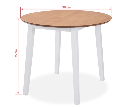 Juego de comedor de MDF y madera de caucho 5 piezas blanco