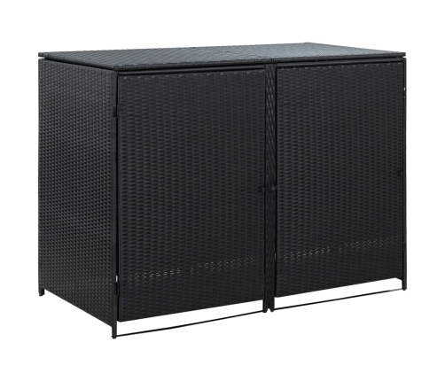 Cobertizo doble contenedor basura ratán negro 148x80x111cm