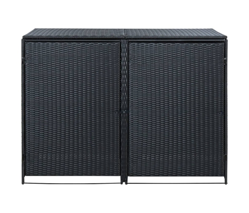 Cobertizo doble contenedor basura ratán negro 148x80x111cm