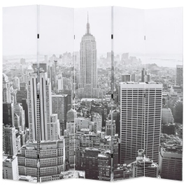 Biombo divisor plegable 200x170 cm Nueva York blanco y negro