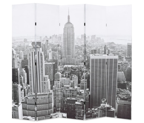 Biombo divisor plegable 200x170 cm Nueva York blanco y negro