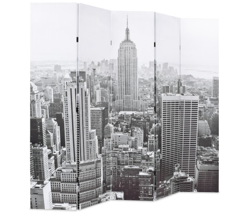 Biombo divisor plegable 200x170 cm Nueva York blanco y negro