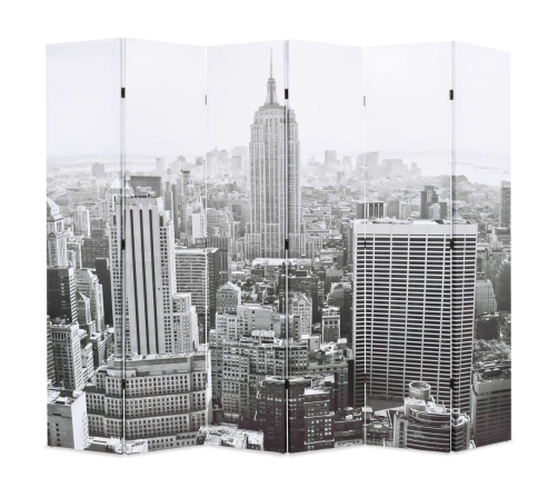 Biombo divisor plegable 228x170 cm Nueva York blanco y negro