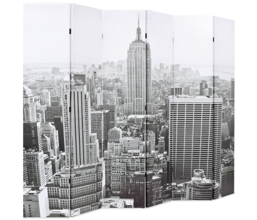 Biombo divisor plegable 228x170 cm Nueva York blanco y negro