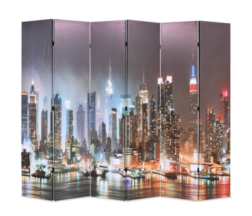 Biombo divisor plegable 228x170 cm Nueva York de noche