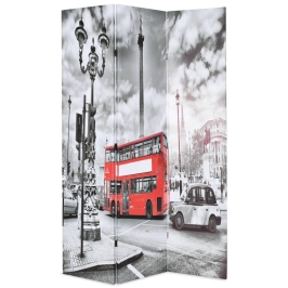 Biombo divisor plegable 120x170 cm bus Londres blanco y negro