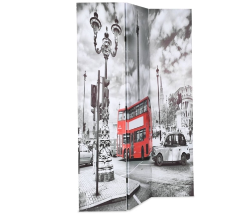 Biombo divisor plegable 120x170 cm bus Londres blanco y negro