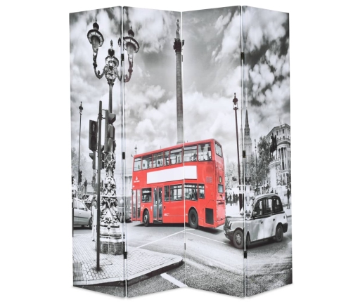 Biombo divisor plegable 160x170 cm bus Londres blanco y negro