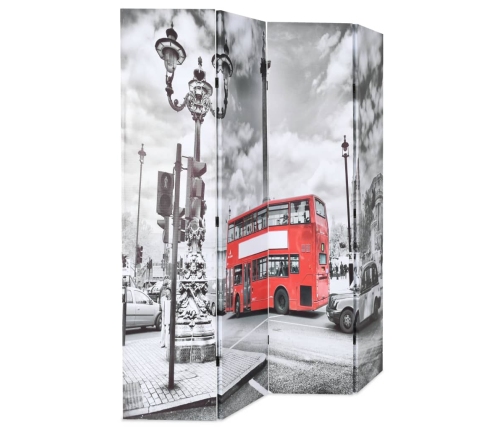 Biombo divisor plegable 160x170 cm bus Londres blanco y negro