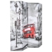 Biombo divisor plegable 160x170 cm bus Londres blanco y negro