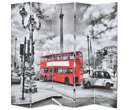 Biombo divisor plegable 200x170 cm bus Londres blanco y negro