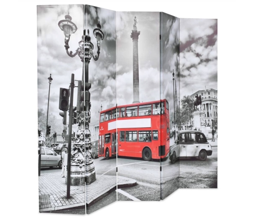 Biombo divisor plegable 200x170 cm bus Londres blanco y negro