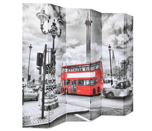 Biombo divisor plegable 228x170 cm bus Londres blanco y negro