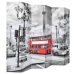 Biombo divisor plegable 228x170 cm bus Londres blanco y negro