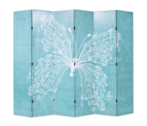 Biombo divisor plegable 228x170 cm mariposa azul