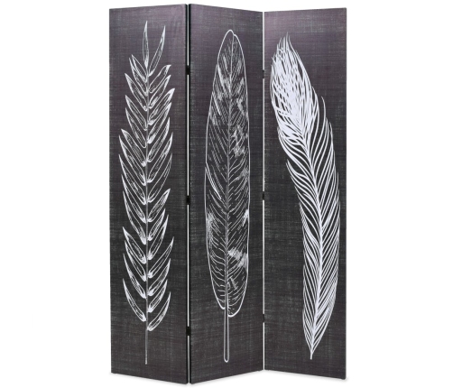 Biombo divisor plegable 120x170 cm plumas blanco y negro