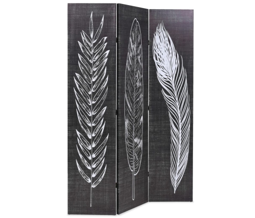 Biombo divisor plegable 120x170 cm plumas blanco y negro