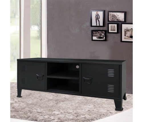 Mueble para TV metal estilo industrial negro 120x35x48 cm