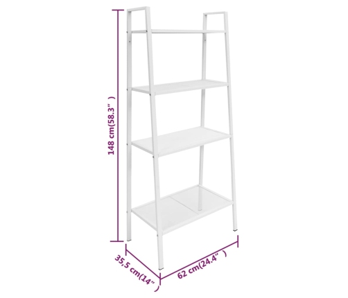 Estantería escalera 4 niveles metal blanco