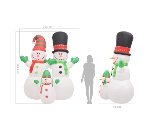 Familia de muñecos de nieve inflable Navidad LED IP44 240 cm