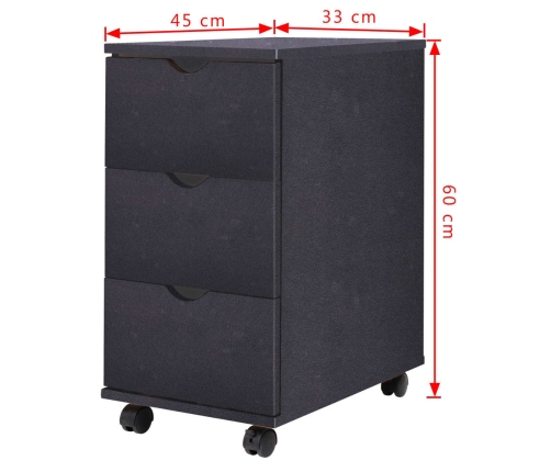 Mueble de cajones negro 33x45x60 cm