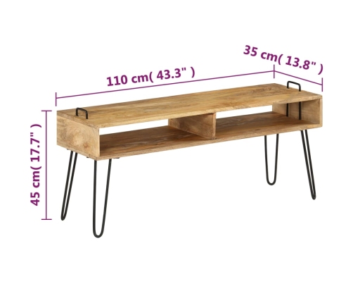 Mueble para TV madera maciza de mango 110x35x45 cm